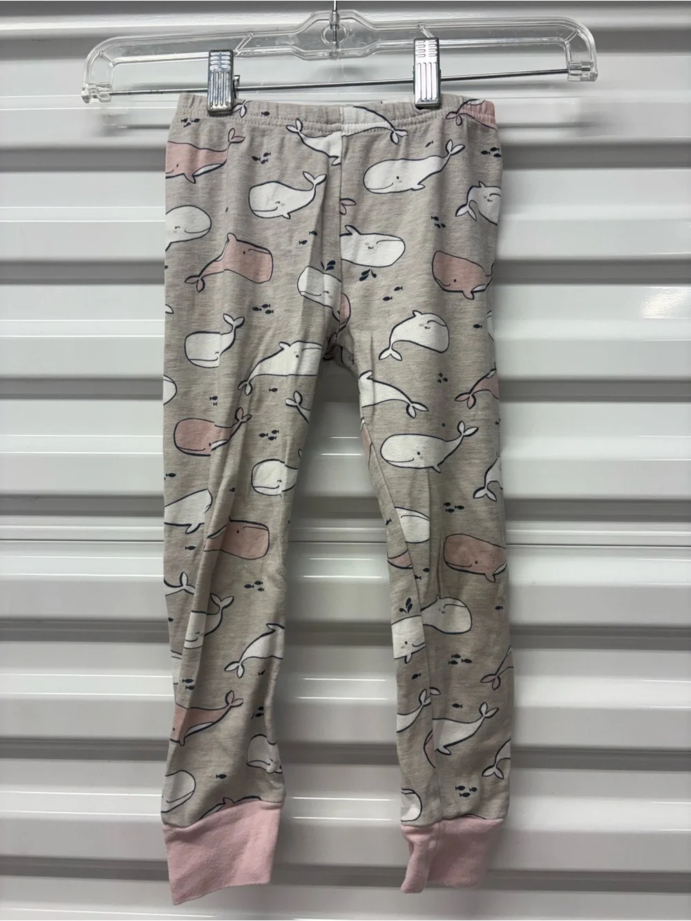 Carter's Whale Print Knit Leggings Pants 4T Gray/Pink/White Cotton Pull On